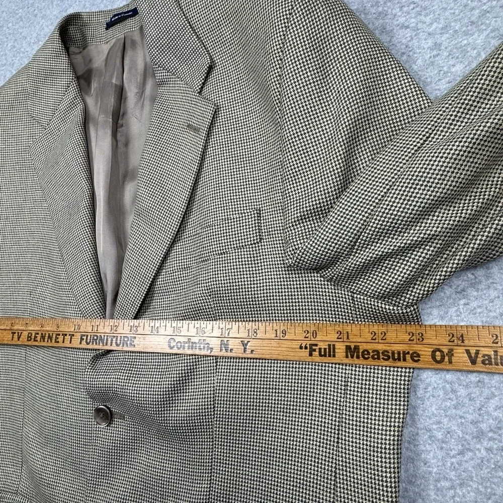 VTG Chaps Ralph Lauren Silk Blend Houndstooth Blazer Mens 42R Sport Coat Preppy